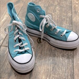 Converse Kids High-Top Sneakers - Aqua and White
